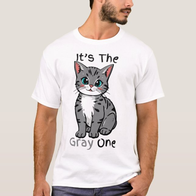 “É O Cinza” Camiseta de Gato de Desenho Fofo (Frente)