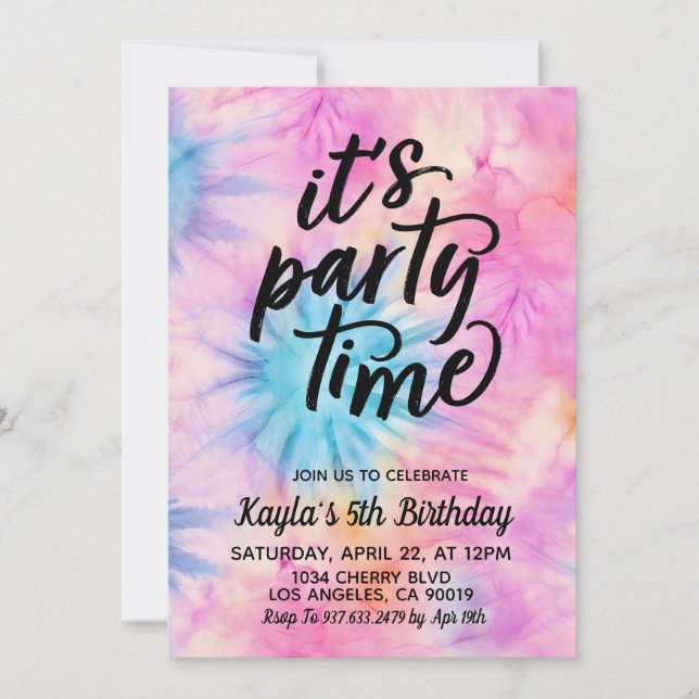 É o Convite de Aniversário do Horovy Tie Dye (Frente)
