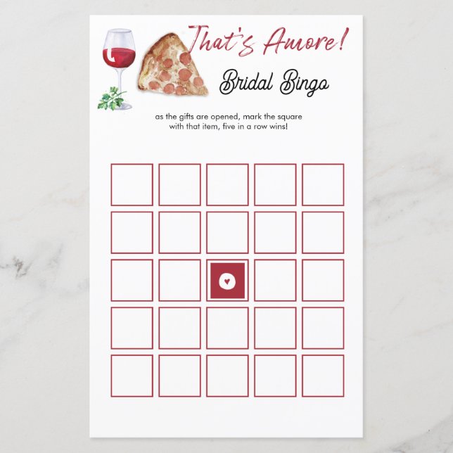 É o jogo do Chá de panela Amore Bingo (Frente)