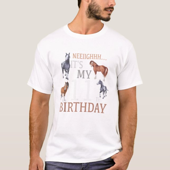 É O Meu Aniversário De 11, Cavalo De Camisa Com Ma (Frente)