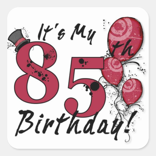 É o meu autocolante de balões do 85º aniversário (Frente)