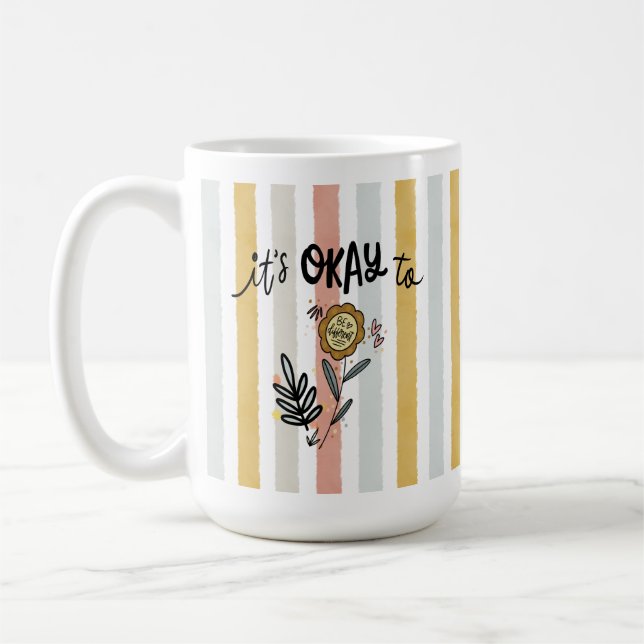 É Okay Para Caneca De Café Floral Boho (Esquerda)
