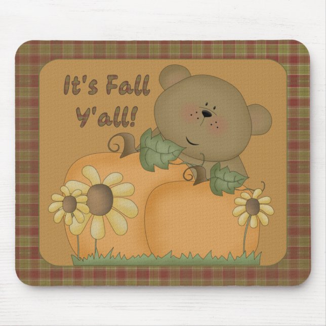 "É outono Y'all" Autumn Teddy Bear Mousepad 1 (Frente)