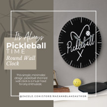 É Sempre Hora de Pickleball Relógio de Parede Redo
