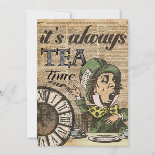 "É sempre hora do chá" Mad Hatter Dictionary Art