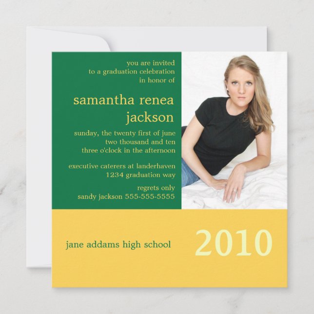 É seu convite para a graduação de ano (verde) (Frente)