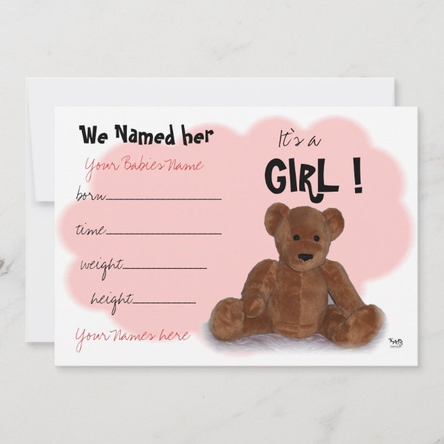 É um Anúncio de Nascimento de Garota (Frente)