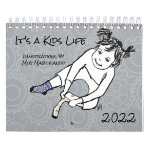 É um calendário de desenhos de crianças para crian