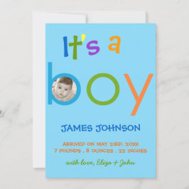 É um Cartão com fotos de anúncio de nascimento