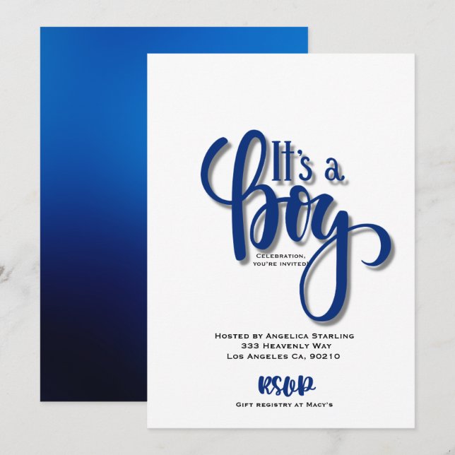 É um cartão de anúncio de menino (Frente/Verso)