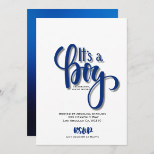 É um cartão de anúncio de menino