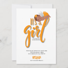 É um cartão de anúncio laranja-menino