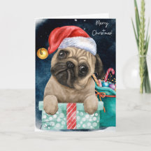 É um cartão de saudação Pug Life Natal 5x7
