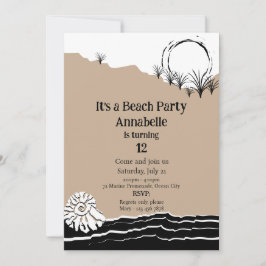 É um Convite de Aniversário para Festas de Praia