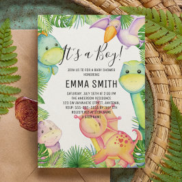 É um Convite de festas Chá de fraldas de Dinossaur