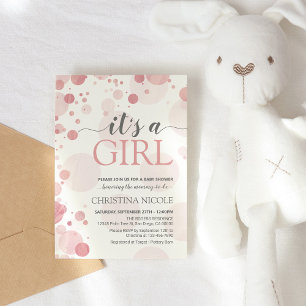É um convite de pontos cor-de-rosa Chá de fraldas