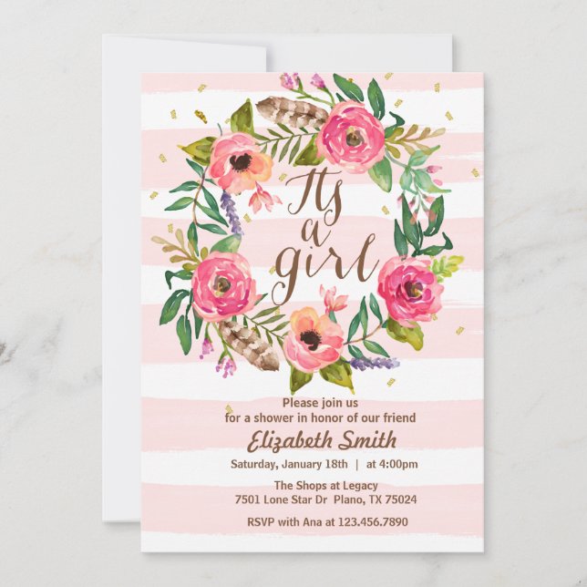 É um convite para Chás de fraldas (Frente)