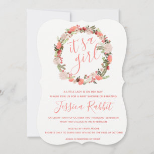 É um convite para chás de fraldas de menina