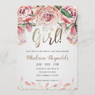 É um convite para Chás de fraldas de Tea Party