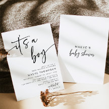 É um convite para Chás de fraldas moderno mínimo