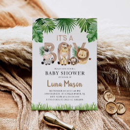 É um convite para Chás de fraldas Safari