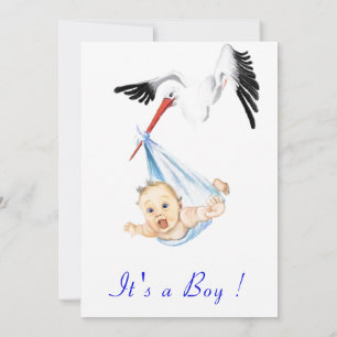 É um convite para Chás de Garoto Cute Stork Boy