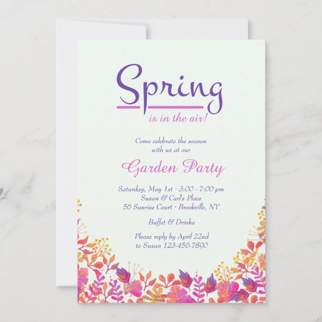 É um Convite para Festa de Jardim de Primavera (Frente)