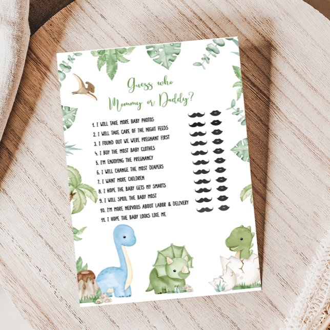 É um Jogo de Adivinhação para Chás de Bebê de Dino (It's A Boy Dinosaur Baby Shower Game)