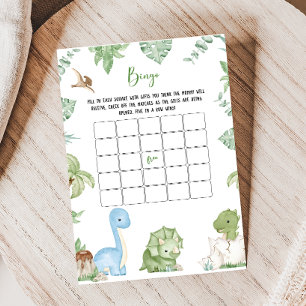 É um Jogo de Bingo para Chás de Bebê de Dinossauro
