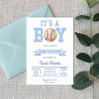 É um menino! Convite de Chá de fraldas de Baseball