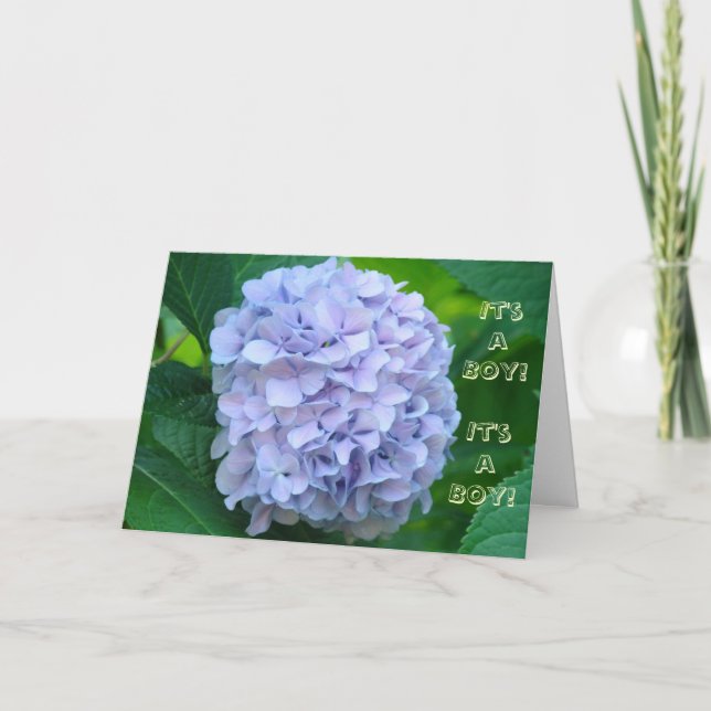 É um Menino! Convites de Chá de Bebê Flores Azuis (Frente)