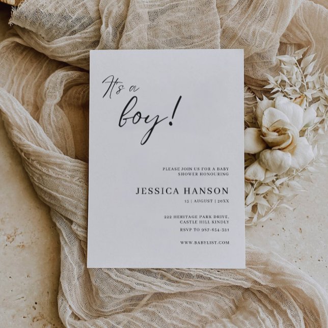 É um Modelo de Convite para Chás de fraldas (It's A Boy Baby Shower Invitation Template)