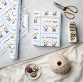 É um papel de presente para gêmeos meninos, papel 
