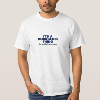 É um t-shirt burguês do sobrenome da coisa