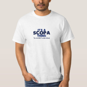 É um t-shirt do sobrenome da coisa de Scopa