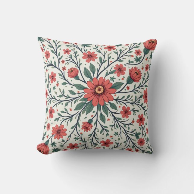 É uma almofada floral brilhante. (Frente)