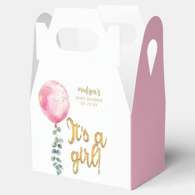 É uma caixa de Chá de fraldas de Balões Rosa (Aberto)