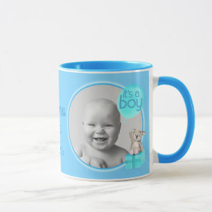 É uma caneca comemorativa da foto do bebê novo d