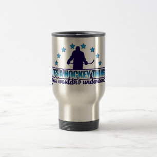 É uma caneca de viagem da coisa do hóquei