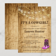 É uma Cowgirl! Convite para Chá de fraldas do País
