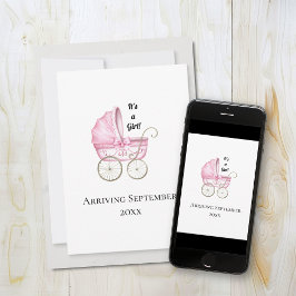 É uma garota! Anúncio de Gravidez Bebê Rosa