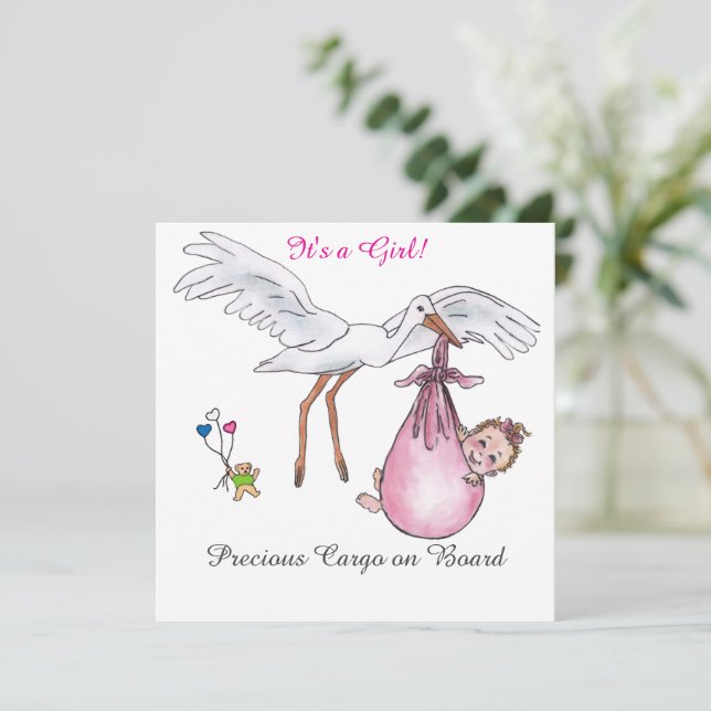 É uma garota! Cartão de Folha Única (Em pé/Frente)