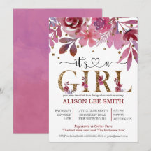 É uma garota Lila e um Dourado Chá de fraldas Conf