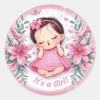 É uma Menina – Adesivo de Chuvinha de Bebê Floral