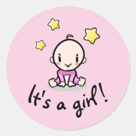 É uma menina!, bebê menina recém-nascida, adesivo