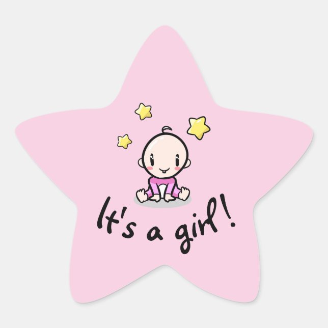 É uma menina!, bebê recém-nascido, adesivo em form (Frente)