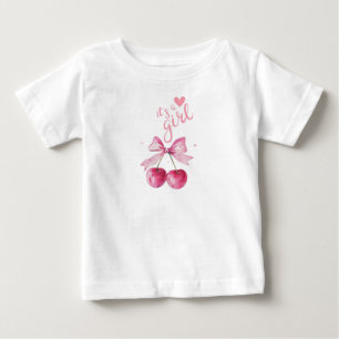 É uma t-shirt do bebê de cereja