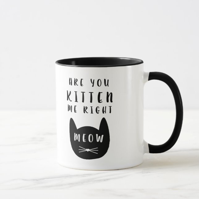 É você gatinho mim Meow direito?  Caneca (Direita)