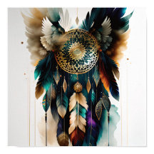Eagle Feather e Dreamcatcher Wall Art Poster