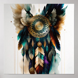 Eagle Feather e Dreamcatcher Wall Art Poster